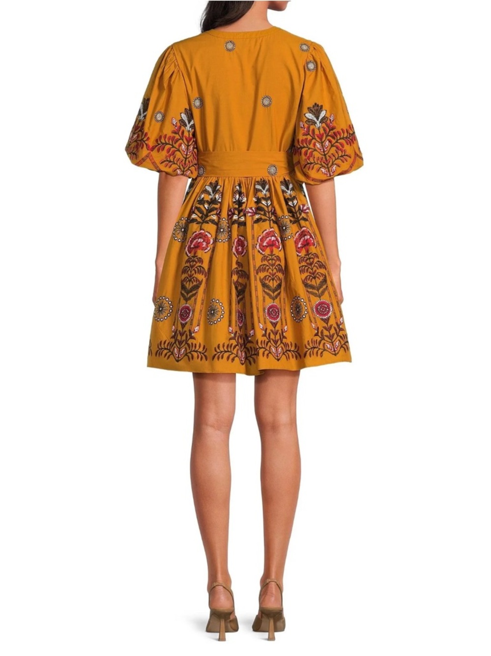 A Loves A Woven Floral Puff Sleeve Button Front Belted A-Line Flounce Dress NWT - Picture 3 of 16